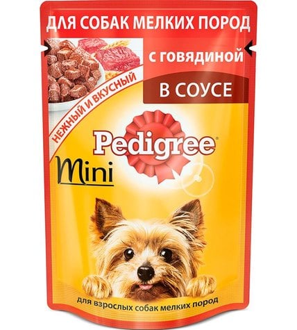 Корм Pedigree Mini для взрослых собак мелких пород с говядиной в соусе