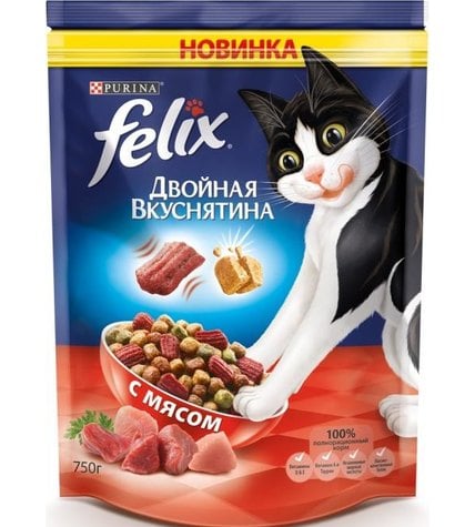 Корм Purina Felix для кошек Двойная вкуснятина с мясом 750 г