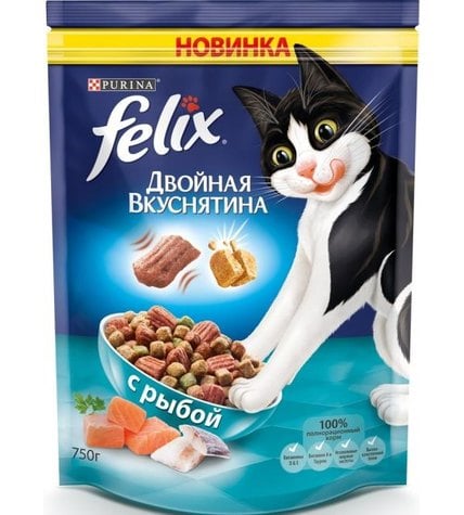 Корм Purina Felix для кошек Двойная вкуснятина с рыбой 750 г