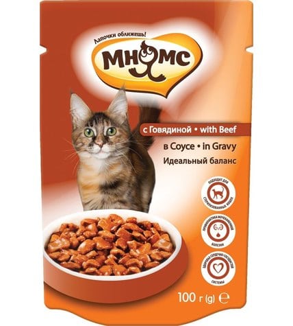 Паучи Мнямс для кошек с говядиной в соусе