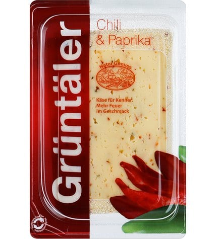Сыр полутвердый Gruntaler с чили и паприкой нарезка 50% 250 г