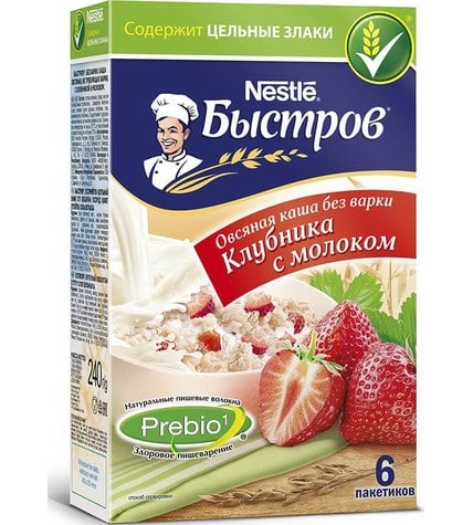 Каша Nestle Быстров Prebio1 моментальная овсяная сливочный вкус клубника