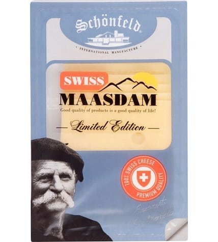 Сыр Schönfeld Swiss Maasdam полутвердый нарезка 48% 125 г