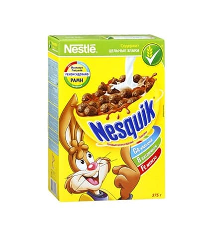 Готовый Nestle Nesquik завтрак шарики с шоколадом в картонной коробке