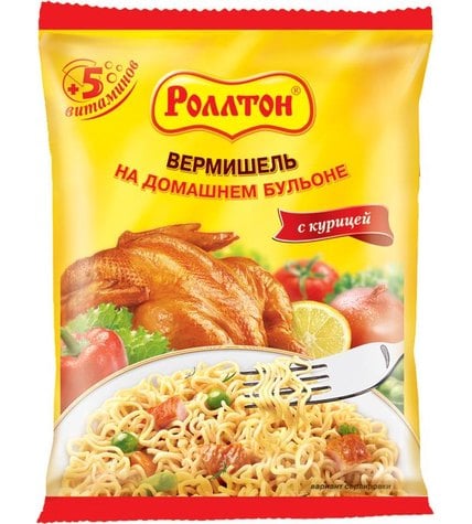 Вермишель Роллтон на домашнем бульоне с курицей