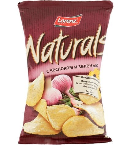 Чипсы Lorenz Naturals картофельные с чесноком и зеленью