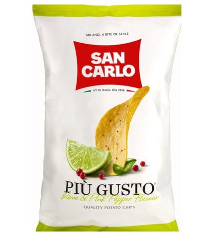 Чипсы San Carlo Piu Gusto картофельные Лайм и розовый перец