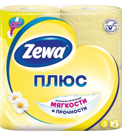 Туалетная бумага Zewa Plus Ромашка 4 шт