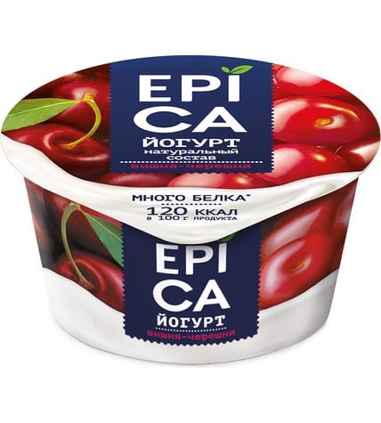 Йогурт Epica натуральный с вишней и черешней 4,8% 130 г