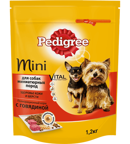 Корм для собак Pedigree для взрослых собак миниатюрных пород с говядиной 1,2 кг