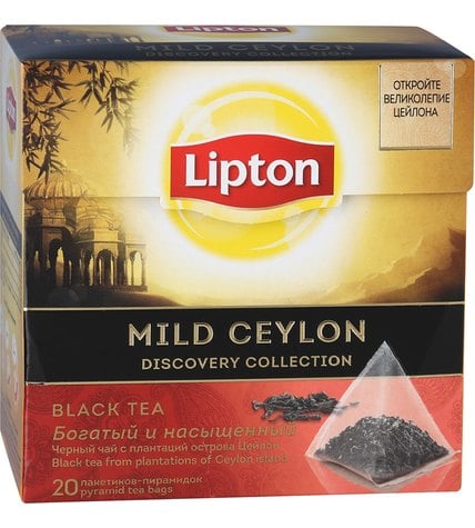 Чай черный Lipton Mild Ceylon в пирамидках 1,8 г 20 шт