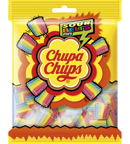 Мармелад Chupa Chups Sour Belts Mini с фруктовым вкусом 150 г