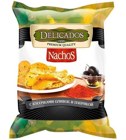 Чипсы Delicados Начос с кусочками оливок и паприкой