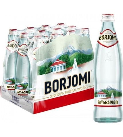 Вода минеральная Borjomi газированная 0,5 л в стеклянной бутылке (12 шт)