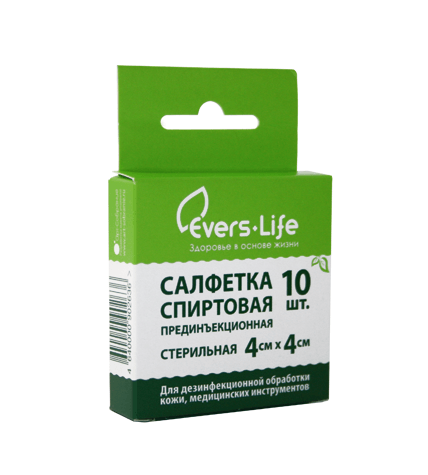 Салфетки EversLife спиртовые 4х4 №10