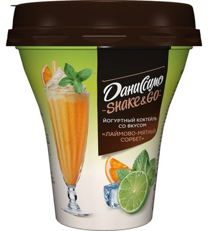 Коктейль йогуртный Даниссимо Shake&Go лаймово - мятный сорбет 5,2% 260 г