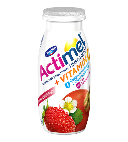 Кисломолочный напиток Actimel земляника - шиповник 2,5% 100 г