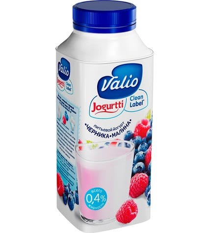 Питьевой йогурт Valio Clean Label малина - черника 0,4% 330 г