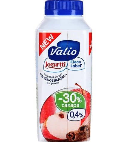 Питьевой йогурт Valio Clean Label печеное яблоко - корица 0,4% 330 г