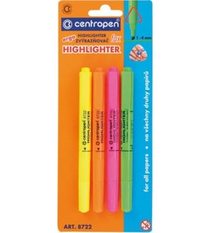 Набор флуоресцентных маркеров Centropen 4 цвета 3,8 мм