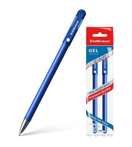 Ручка Erich Krause G-Soft гелевая синяя 2 шт