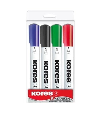 Маркеры Kores для досок 3 мм 4 цвета
