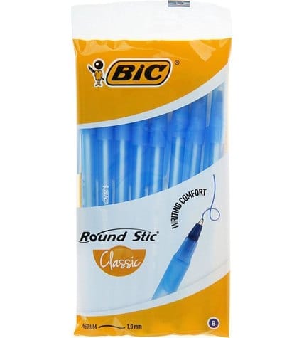 Набор шариковых ручек Bic Round Stic Classic синие 8 шт