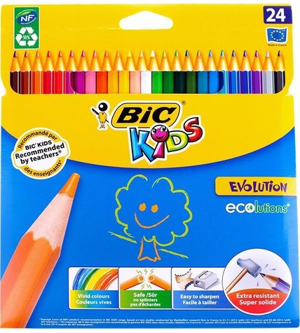 Карандаши цветные Bic Evolution Kids 3,2 мм 24 цвета