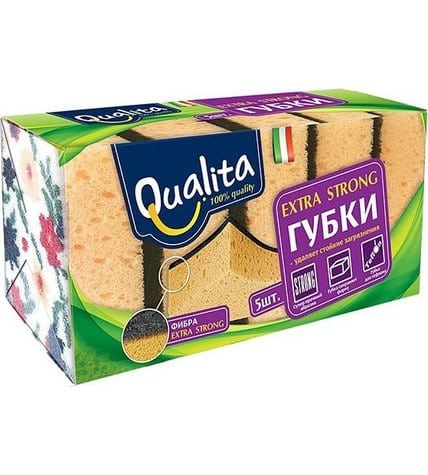 Губки Qualita Extra Strong для посуды 5 шт
