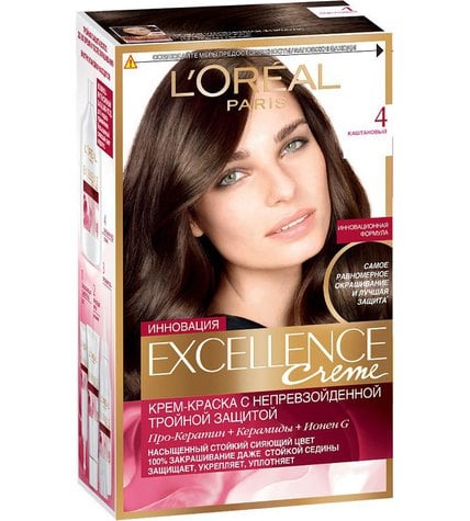 Крем-краска L'Oreal Paris Excellence для волос №4 Каштановый 268 г