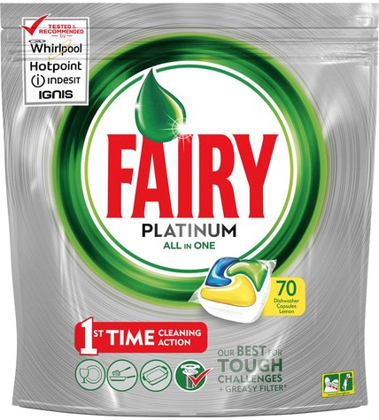 Капсулы для посудомоечных машин Fairy Platinum All in 1 Лимон 70 шт