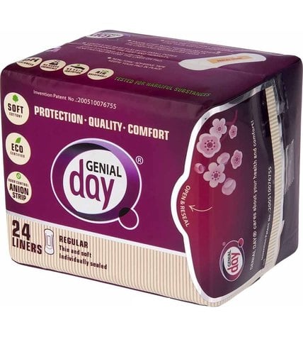 Эко-прокладки женские Genial Day Гигиенические с анионовой полоской 24 шт