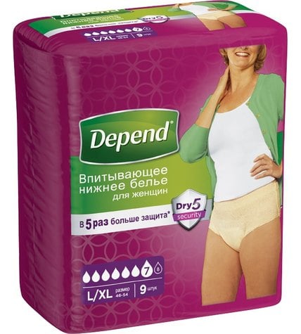 Впитывающее нижнее белье Depend для женщин L/XL 9 шт