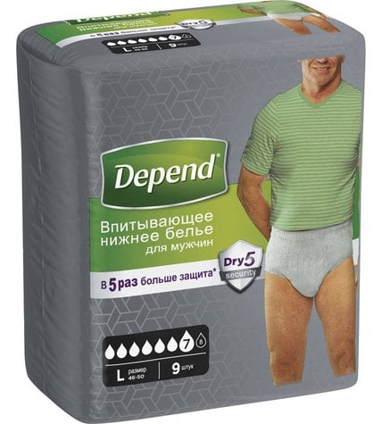 Впитывающее нижнее белье Depend для мужчин L/XL 9 шт