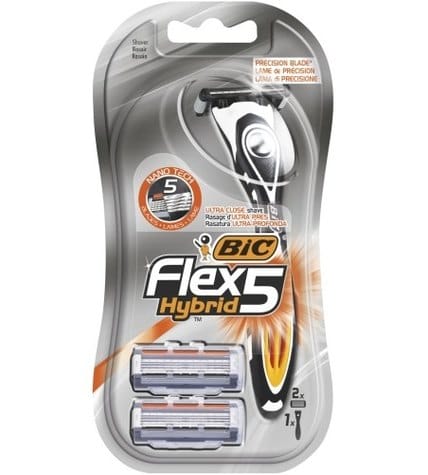 Бритвенный станок BIC Flex 5 Hybrid 1 шт + сменные картриджи 2 шт