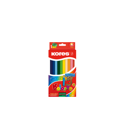 Набор цветных карандашей Kores Kolores Jumbo 12 цветов с точилкой