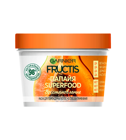 Маска Garnier Fructis Super Food Папайя восстановление для поврежденных волос 390 мл