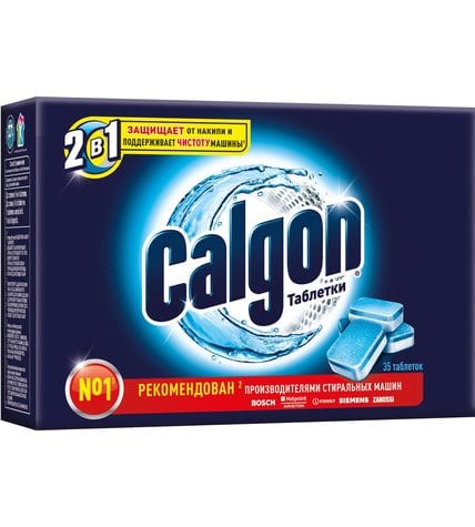 Таблетки Calgon 2 в 1 для смягчения воды и предотвращения образования накипи 35 шт
