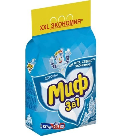 Стиральный порошок Миф Морозная свежесть автомат для белого белья 6 кг