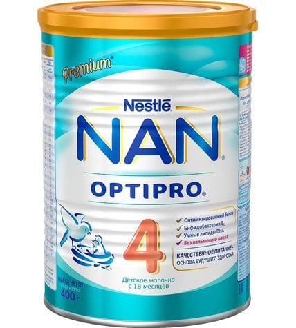 Смесь Nestle Nan 4 сухая молочная с 18 месяцев в жестяной банке 400 г