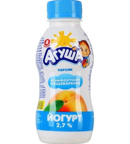 Питьевой йогурт Агуша персик с 8 месяцев 2,7% 200 мл