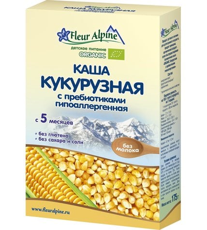 Каша Fleur Alpine Organic кукурузная с пребиотиками гипоаллергенная безмолочная с 5 месяцев