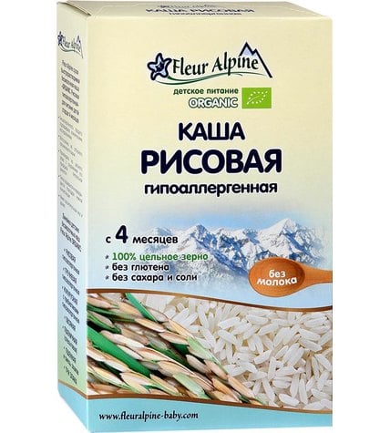Каша Fleur Alpine Organic рисовая гипоаллергенная безмолочная с 4 месяцев
