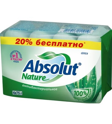 Туалетное мыло Absolut Nature Алоэ антибактериальное 75 г 4 шт
