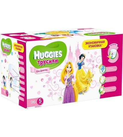 Трусики-подгузники Huggies для девочек 5 13-17 кг (упаковка 96 шт)