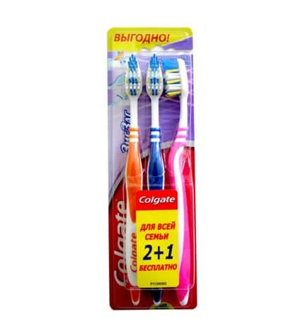 Зубная щетка Colgate ЗигЗаг 2+1 средняя жесткость