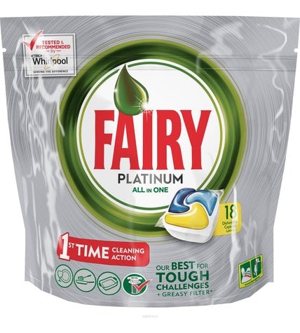 Капсулы Fairy Platinum All In One Лимон для посудомоечных машин 13,5 г х 18 шт