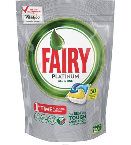 Капсулы Fairy Platinum All In One Лимон для посудомоечных машин 13,5 г х 50 шт