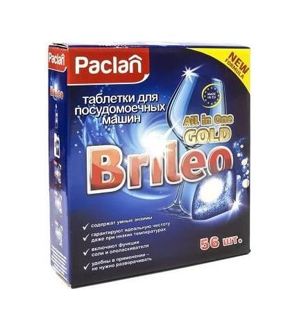 Таблетки Paclan Brileo для посудомоечных машин 18 г 56 шт