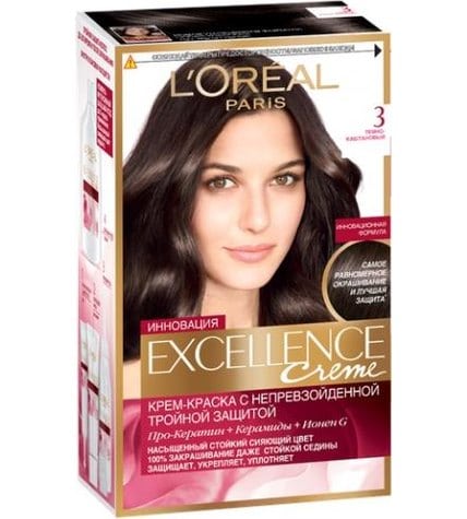 Краска для волос L'Oreal Excellence тон 3 темно-каштановый